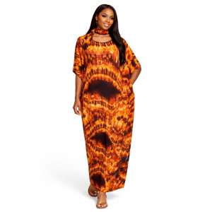 Womens Tie Dye Maxi Kaftan with Matching Headwrap